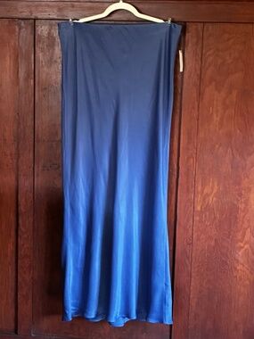 Blue satin maxi skirt